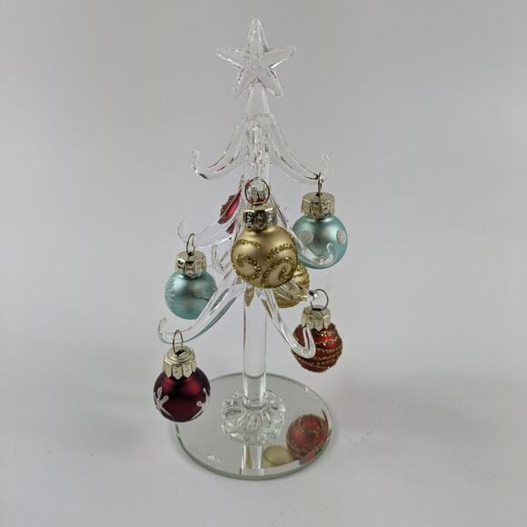 Swung Art Glass Clear Christmas Tree Holiday Decor Mini Ornaments Artisan Gift - Picture 3 of 14